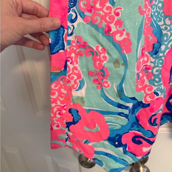 Lilly Pulitzer Melle Trapeze Dress XS Coral Reef I'm So Jelly with stains - Picture 8 of 13